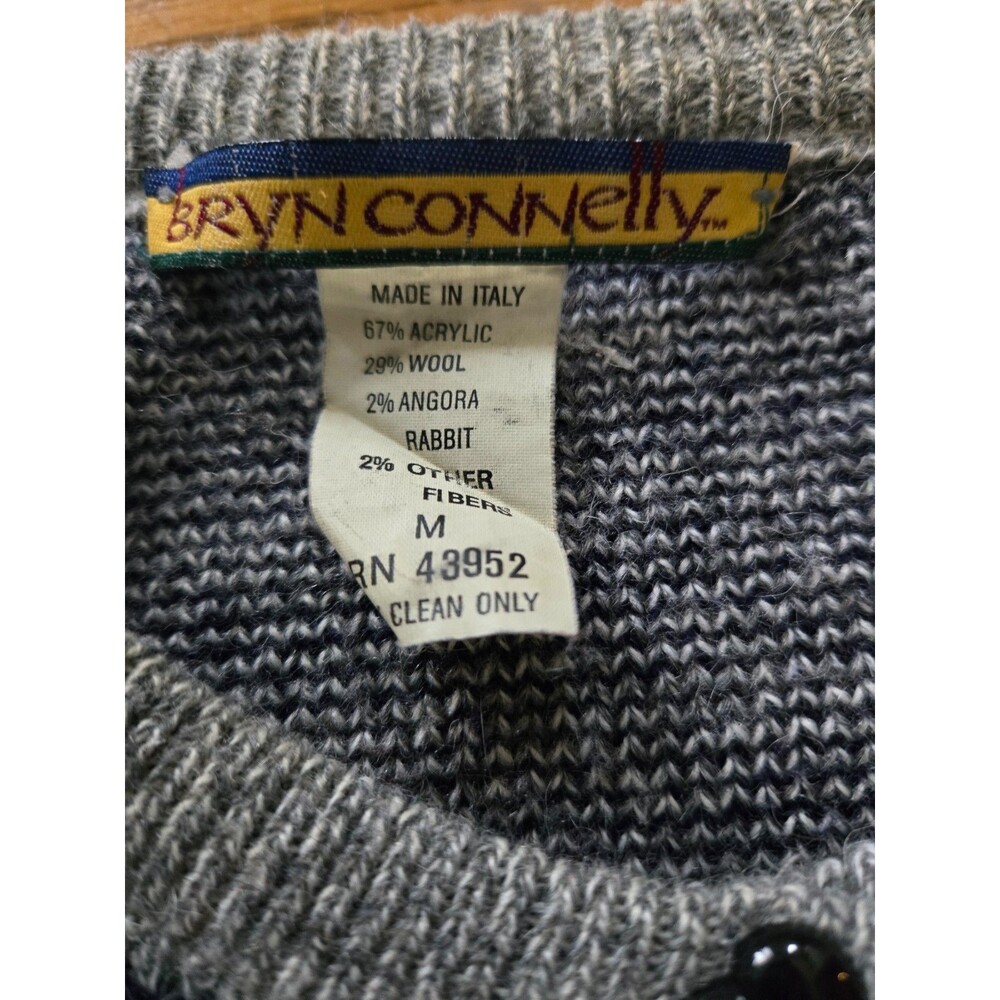Vtg Bryn Connelly Wool Blend Country Sheep Knit Cardigan Sweater Size Medium - Picture 3 of 6